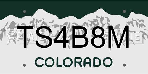 TS4B8M Colorado License Plate