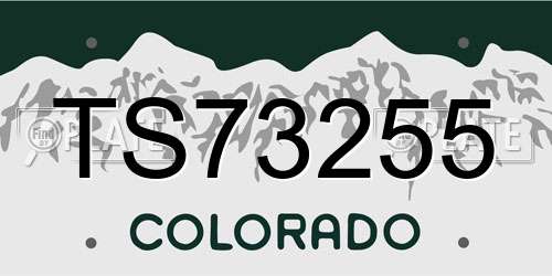 TS73255 Colorado License Plate