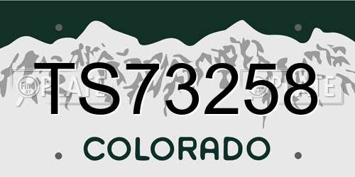 TS73258 Colorado License Plate