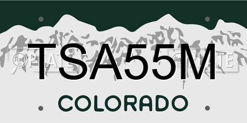TSA55M Colorado License Plate
