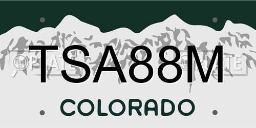 TSA88M Colorado License Plate