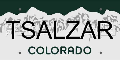 TSALZAR Colorado License Plate