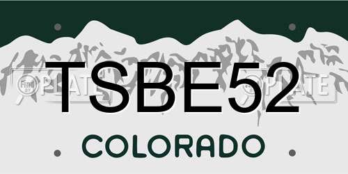 TSBE52 Colorado License Plate