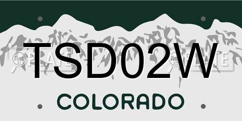 TSD02W Colorado License Plate
