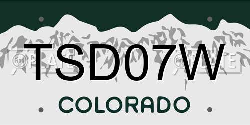 TSD07W Colorado License Plate