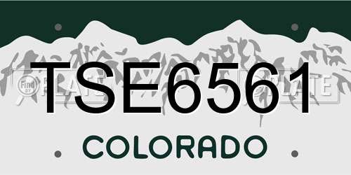 TSE6561 Colorado License Plate