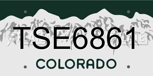 TSE6861 Colorado License Plate