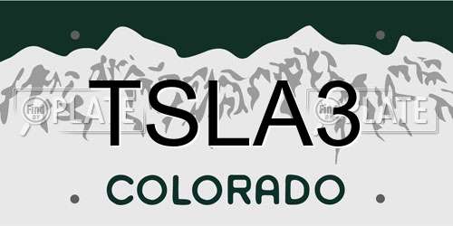 TSLA3 Colorado License Plate