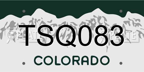 TSQ083 Colorado License Plate
