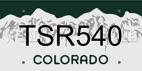 TSR540 Colorado License Plate