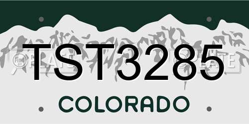 TST3285 Colorado License Plate