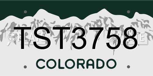 TST3758 Colorado License Plate