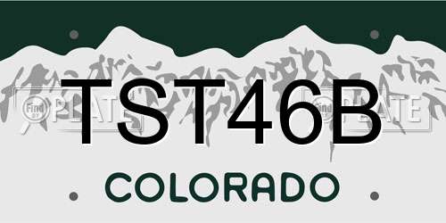 TST46B Colorado License Plate