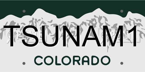 TSUNAM1 Colorado License Plate