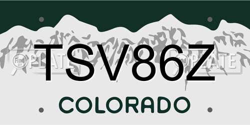 TSV86Z Colorado License Plate