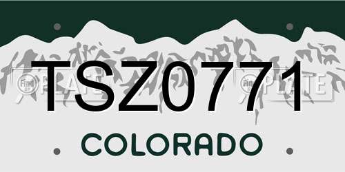 TSZ0771 Colorado License Plate
