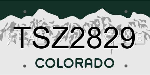 TSZ2829 Colorado License Plate