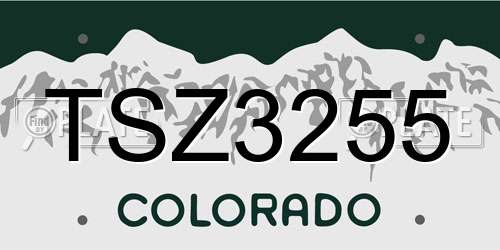 TSZ3255 Colorado License Plate