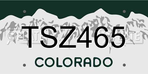 TSZ465 Colorado License Plate