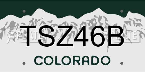 TSZ46B Colorado License Plate