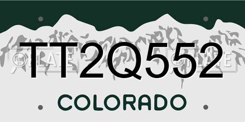 TT2Q552 Colorado License Plate