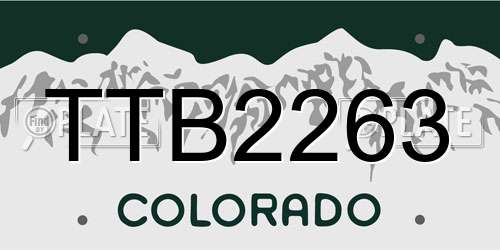 TTB2263 Colorado License Plate