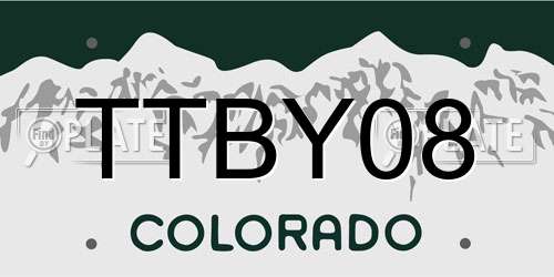 TTBY08 Colorado License Plate