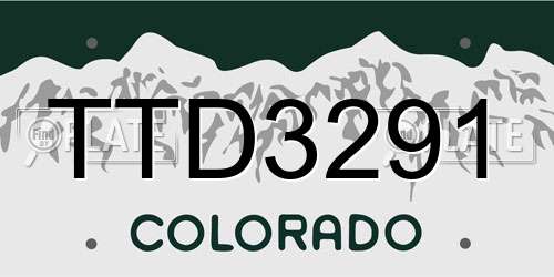 TTD3291 Colorado License Plate