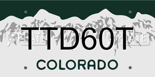 TTD60T Colorado License Plate