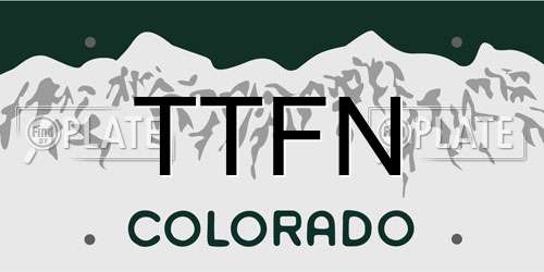 TTFN Colorado License Plate