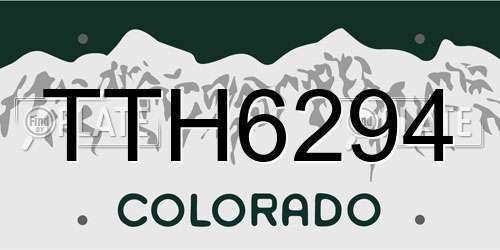 TTH6294 Colorado License Plate
