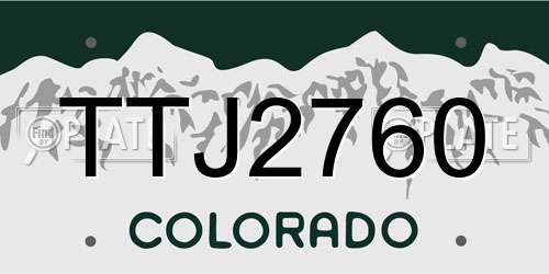 TTJ2760 Colorado License Plate