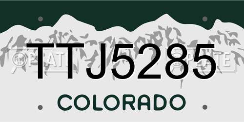 TTJ5285 Colorado License Plate