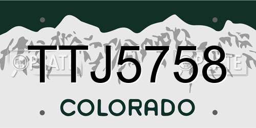 TTJ5758 Colorado License Plate