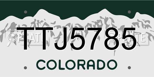 TTJ5785 Colorado License Plate