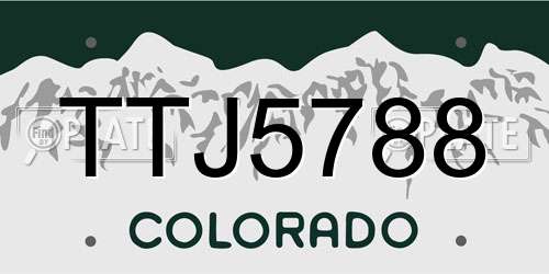 TTJ5788 Colorado License Plate