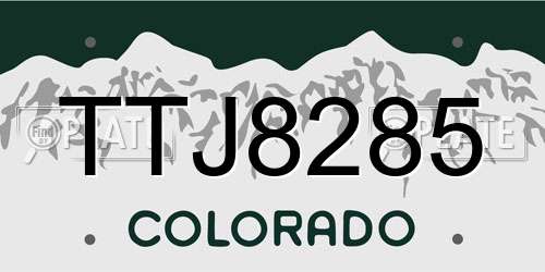 TTJ8285 Colorado License Plate
