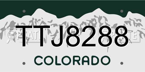 TTJ8288 Colorado License Plate