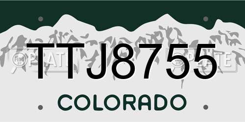 TTJ8755 Colorado License Plate