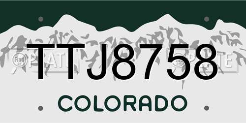 TTJ8758 Colorado License Plate