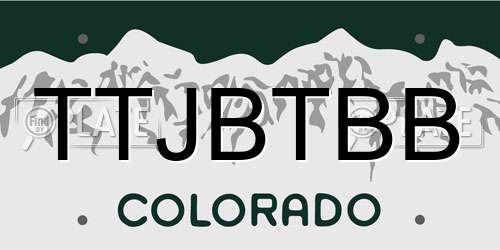 TTJBTBB Colorado License Plate