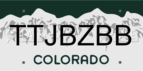 TTJBZBB Colorado License Plate