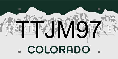 TTJM97 Colorado License Plate