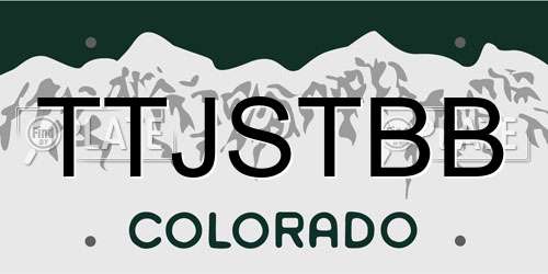 TTJSTBB Colorado License Plate