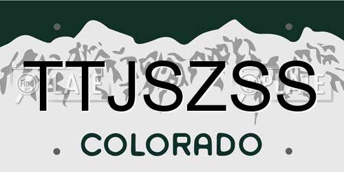TTJSZSS Colorado License Plate