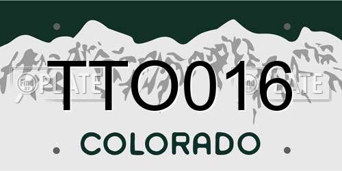 TTO016 Colorado License Plate
