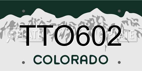 TTO602 Colorado License Plate