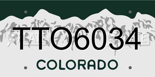 TTO6034 Colorado License Plate