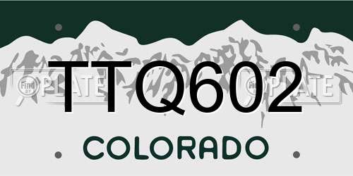 TTQ602 Colorado License Plate