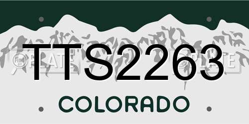 TTS2263 Colorado License Plate